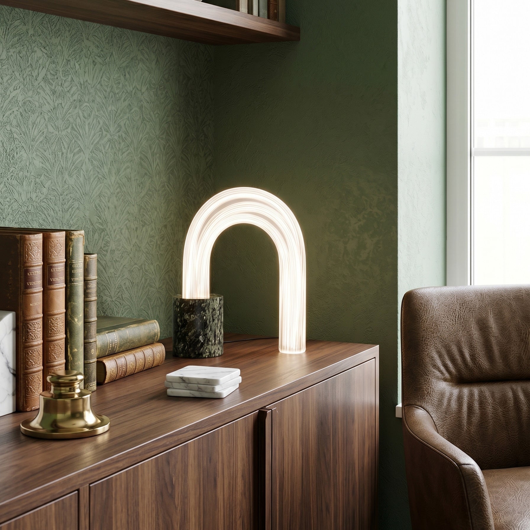 Ribbed Marble Table Lamp