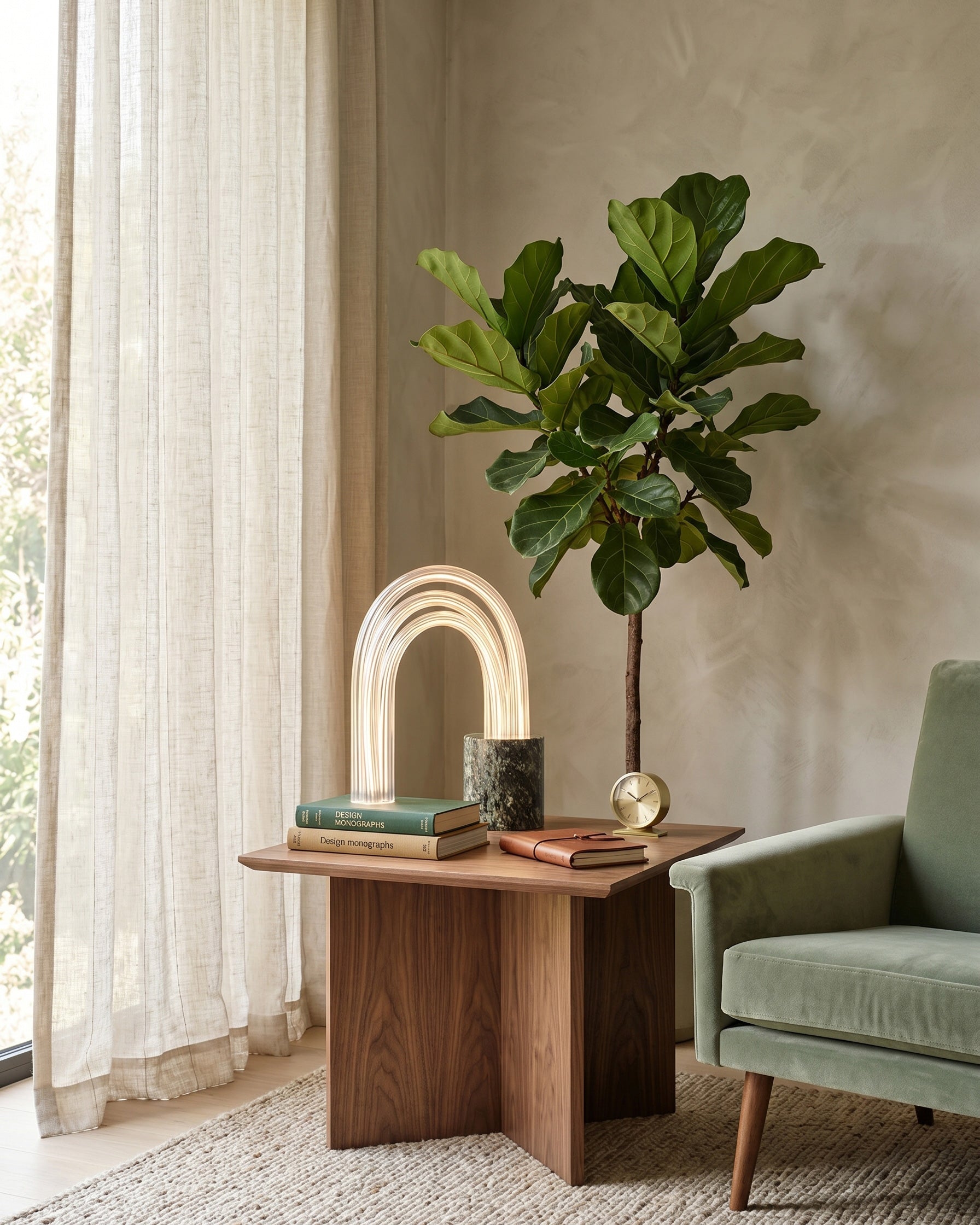 Ribbed Marble Table Lamp