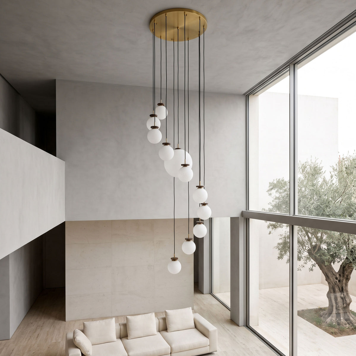 Rory Natural Mulberry Silk Chandelier silk globe and canopy detail