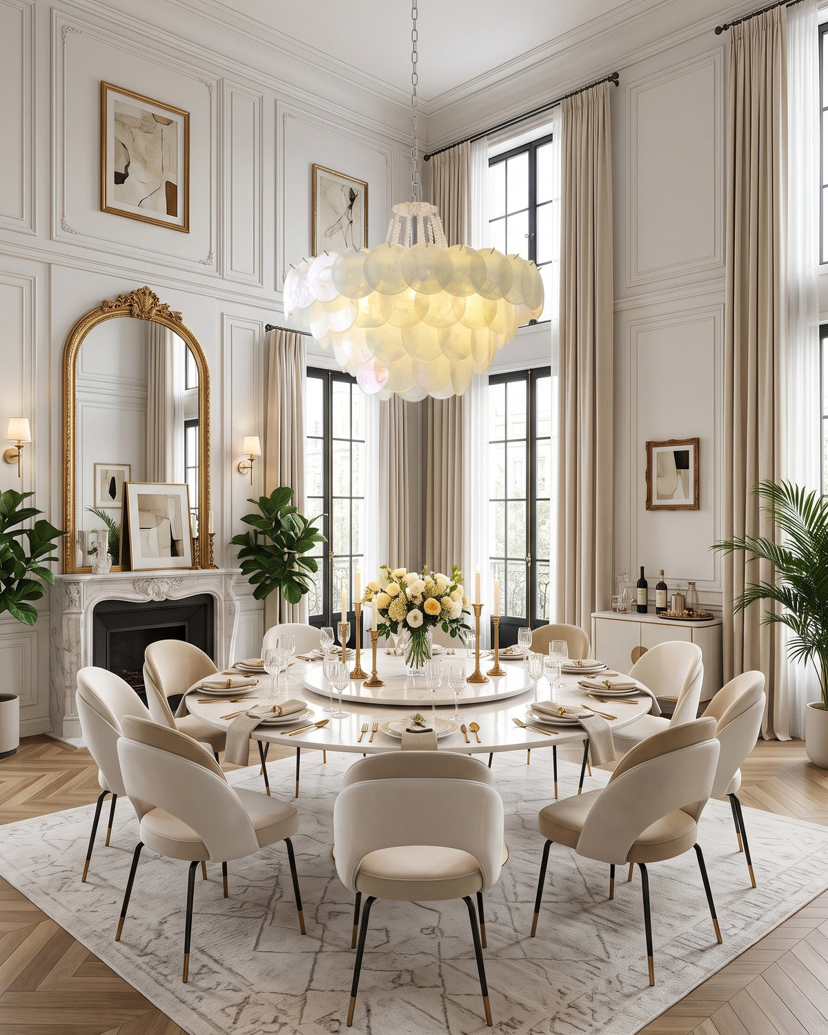 Signe Frosted Scallop Chandelier