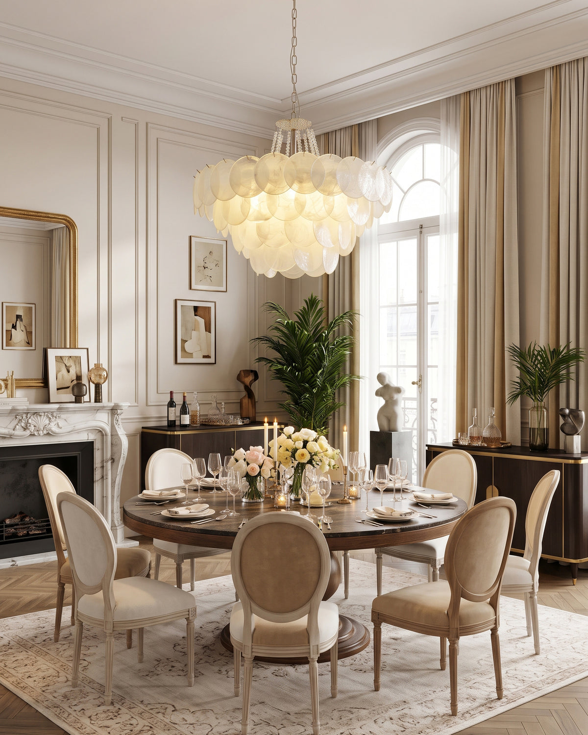 Signe Frosted Scallop Chandelier