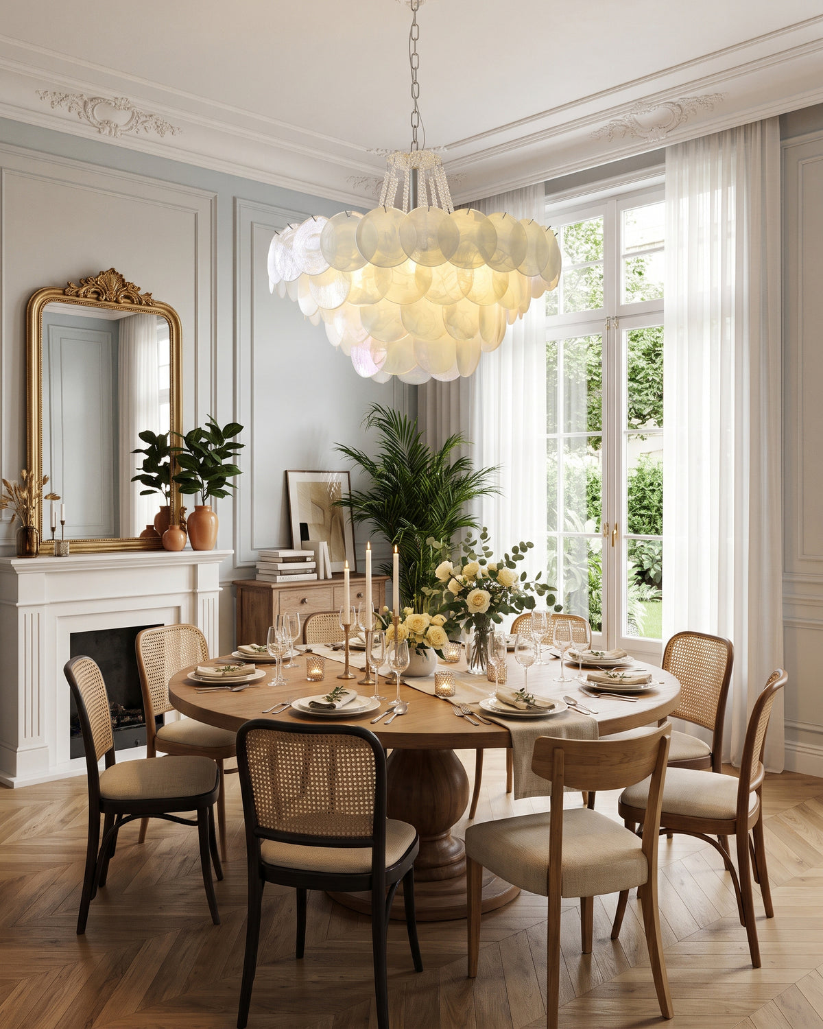Signe Frosted Scallop Chandelier