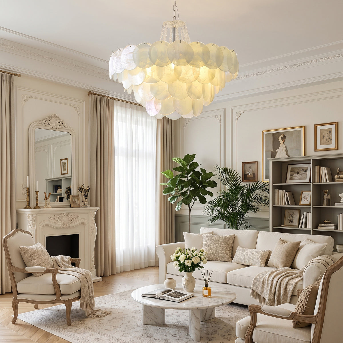 Signe Frosted Scallop Chandelier