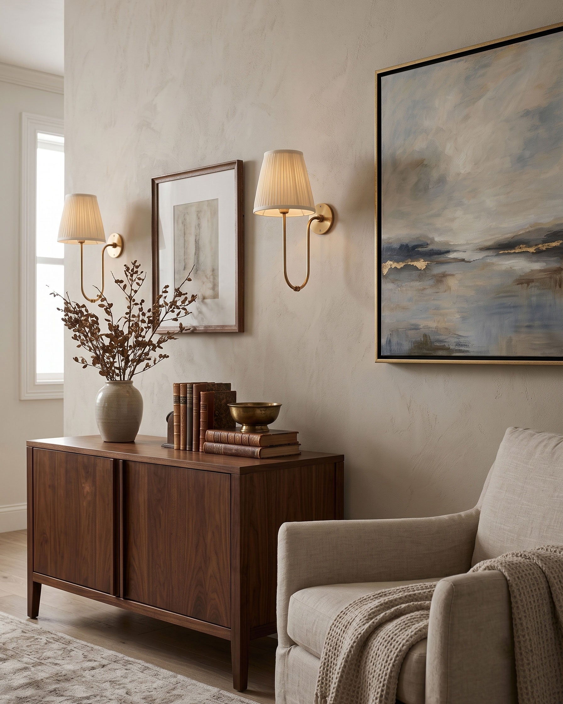 Sybil U-Arm Pleated Wall Sconce