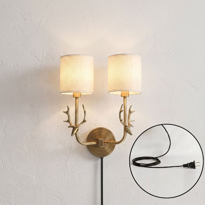 Brass Deer Plug-In Wall Sconce