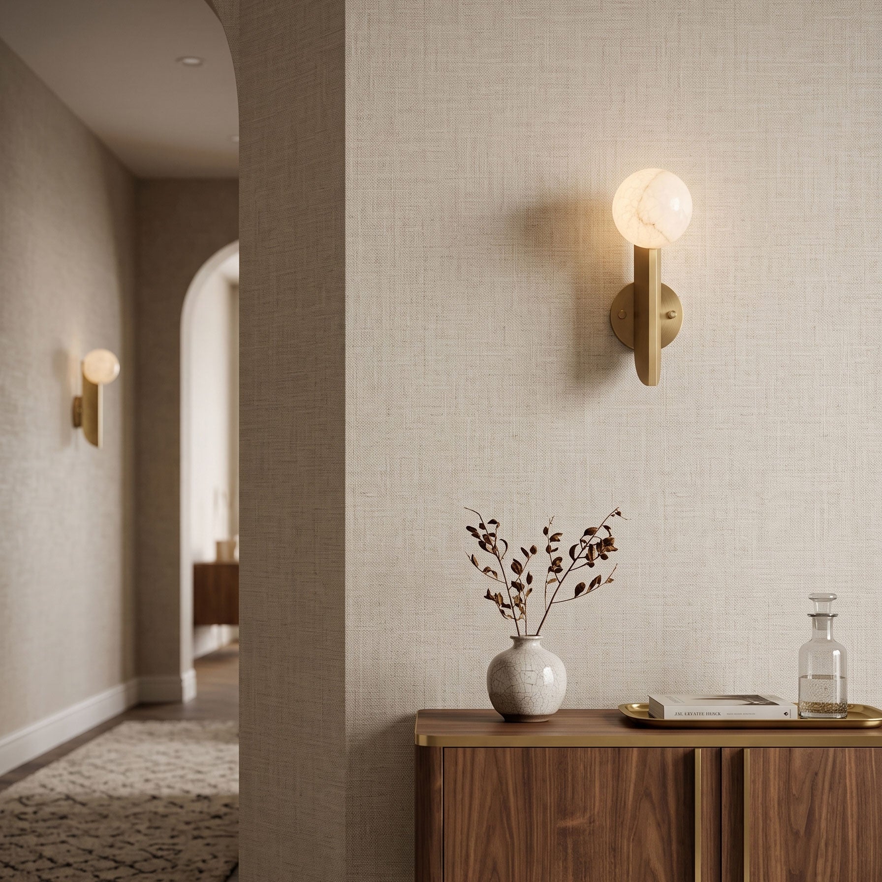 Vaughn Alabaster Sphere Wall Sconce
