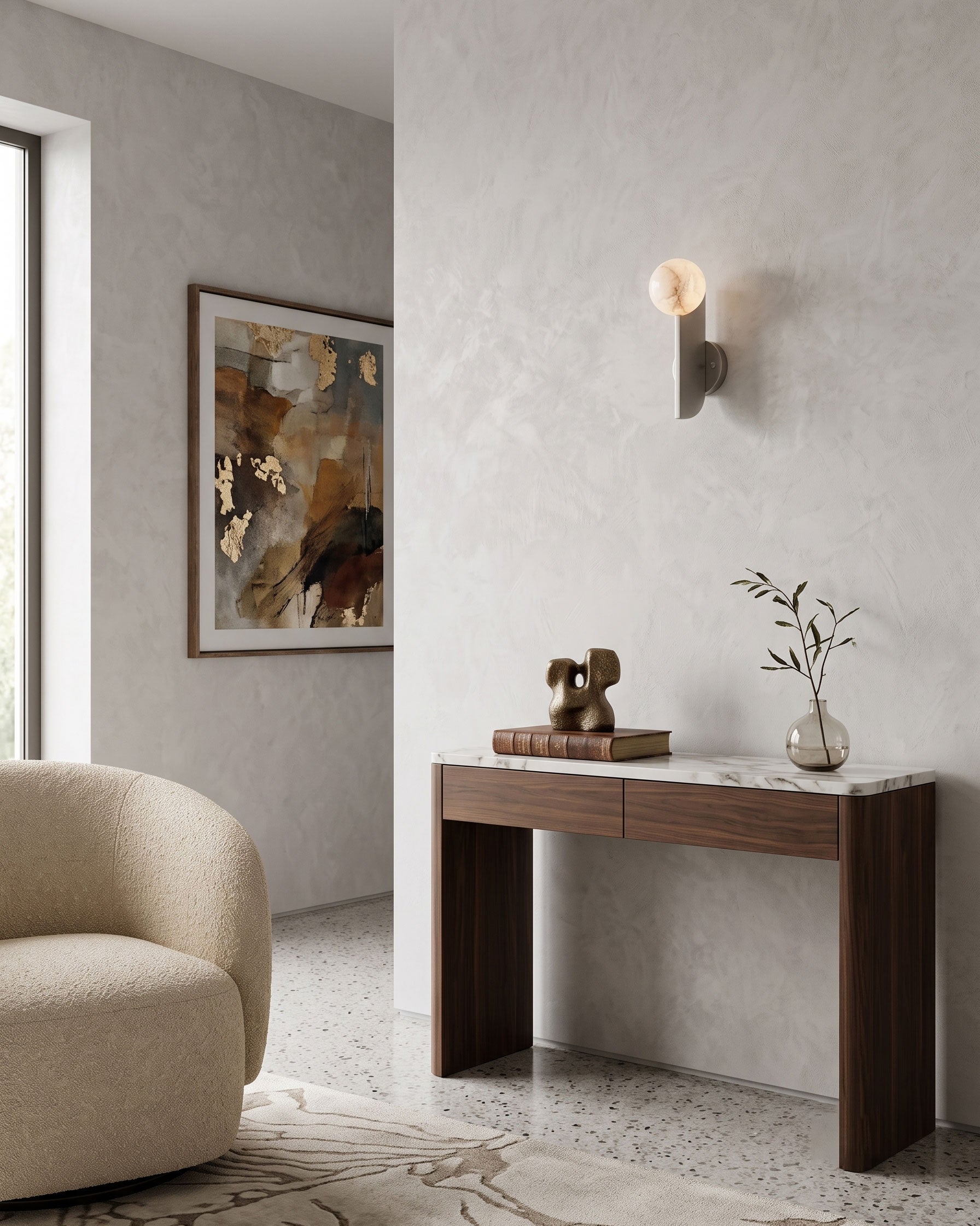 Vaughn Alabaster Sphere Wall Sconce