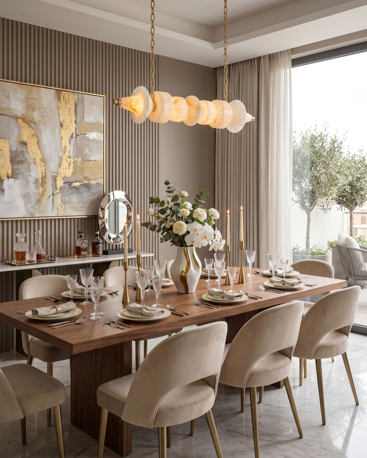 Warrick Linear Alabaster Chandelier