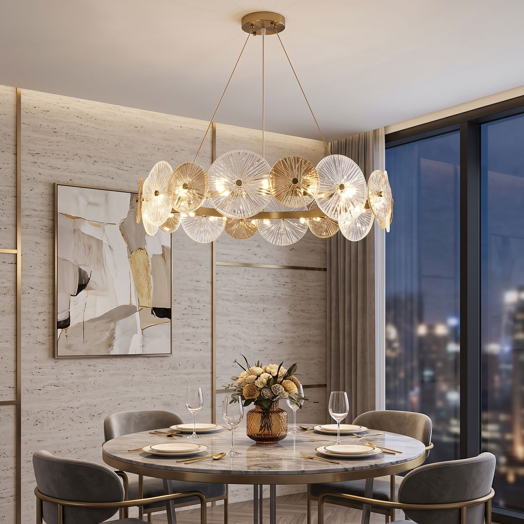 Whitaker Glass Disc Chandelier