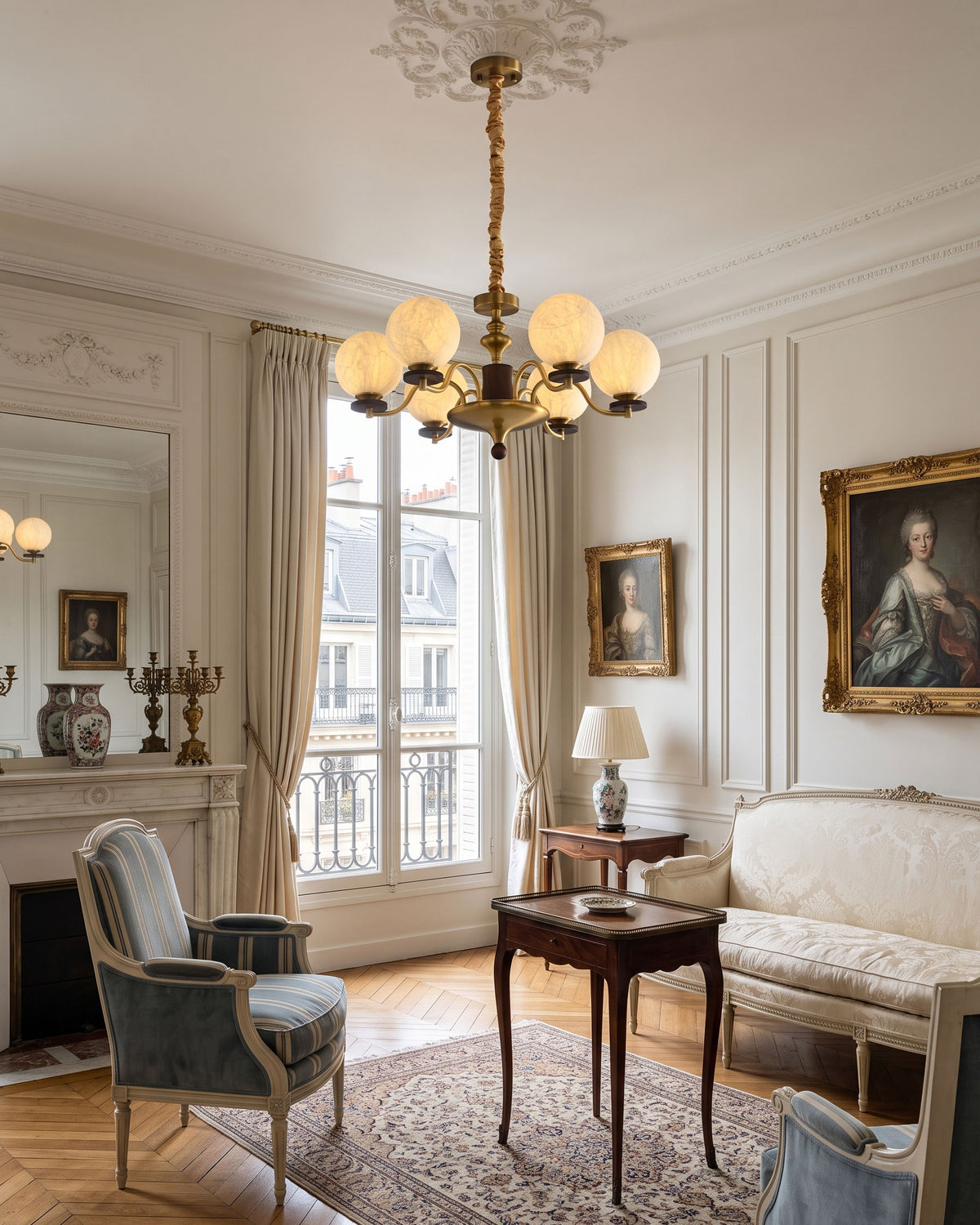 Xavier Natural Mulberry Silk Chandelier