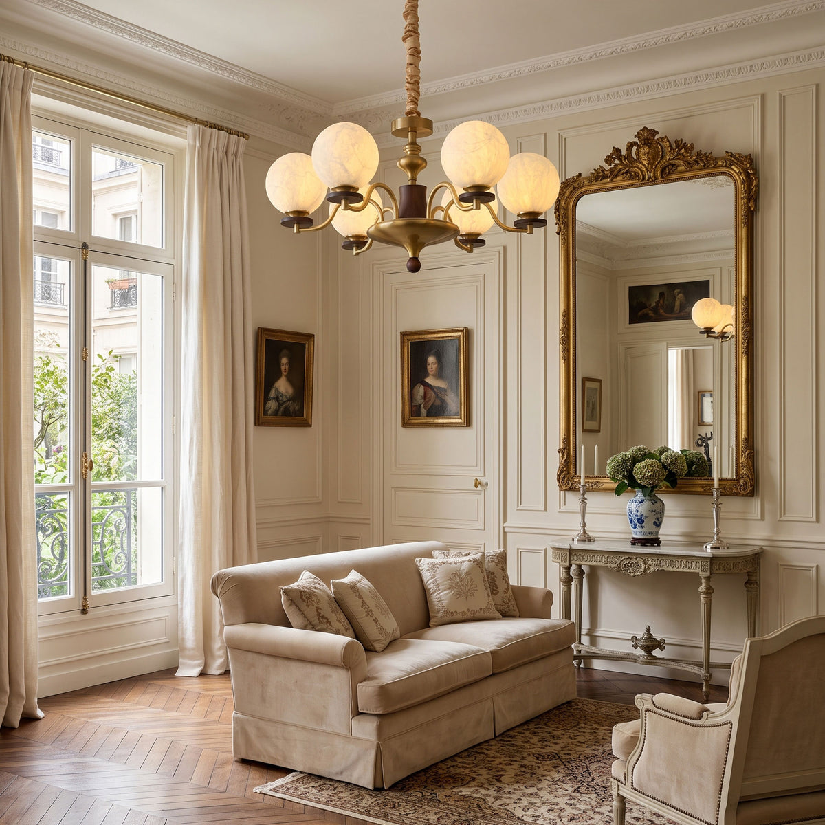 Xavier Natural Mulberry Silk Chandelier