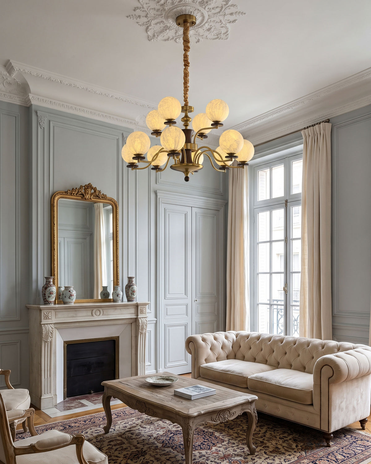 Xavier Natural Mulberry Silk Chandelier