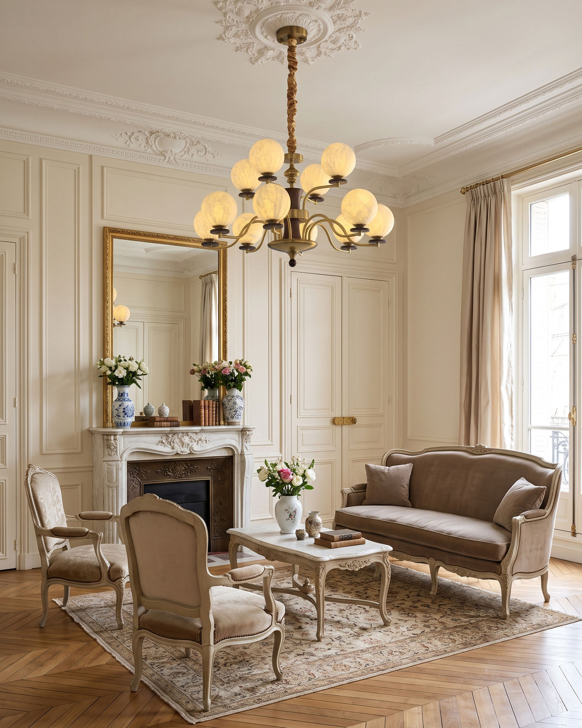 Xavier Natural Mulberry Silk Chandelier