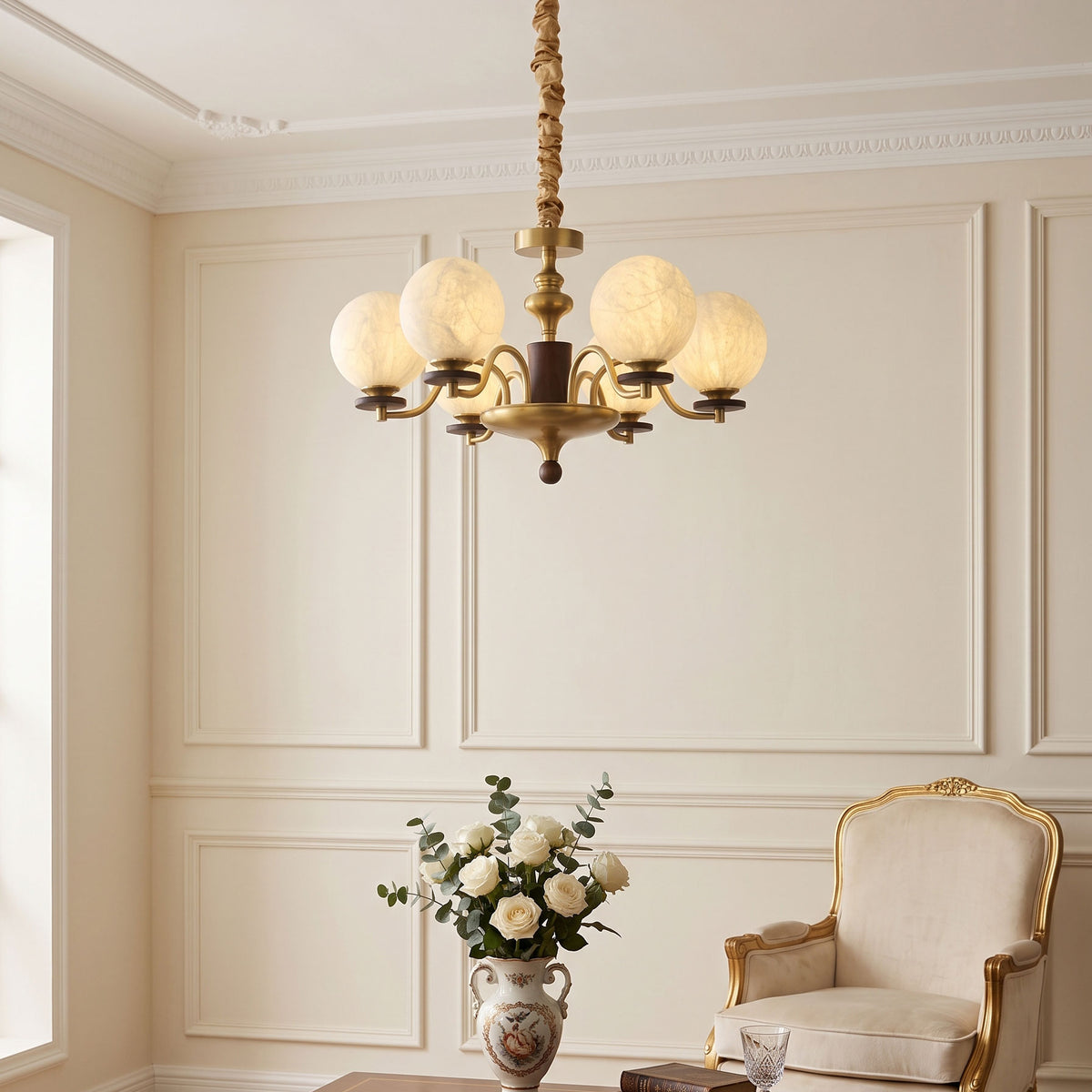 Xavier Natural Mulberry Silk Chandelier