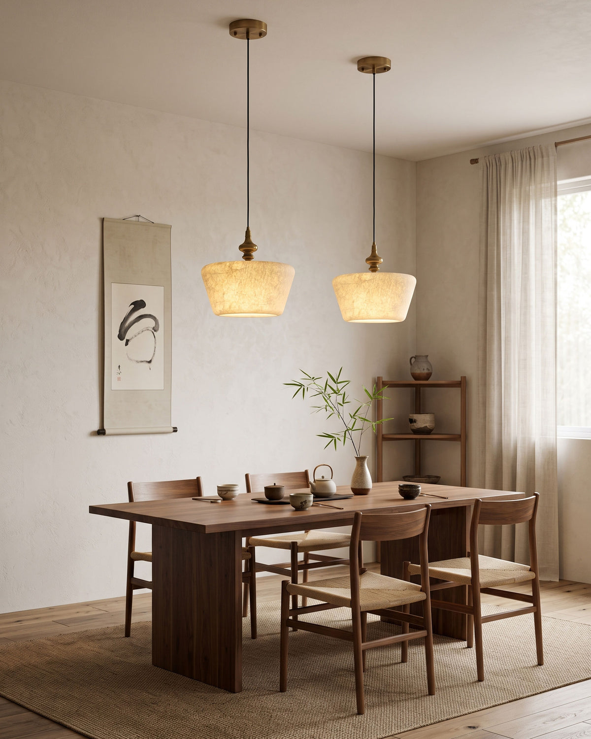Zebulon Mulberry Silk Pendant Light