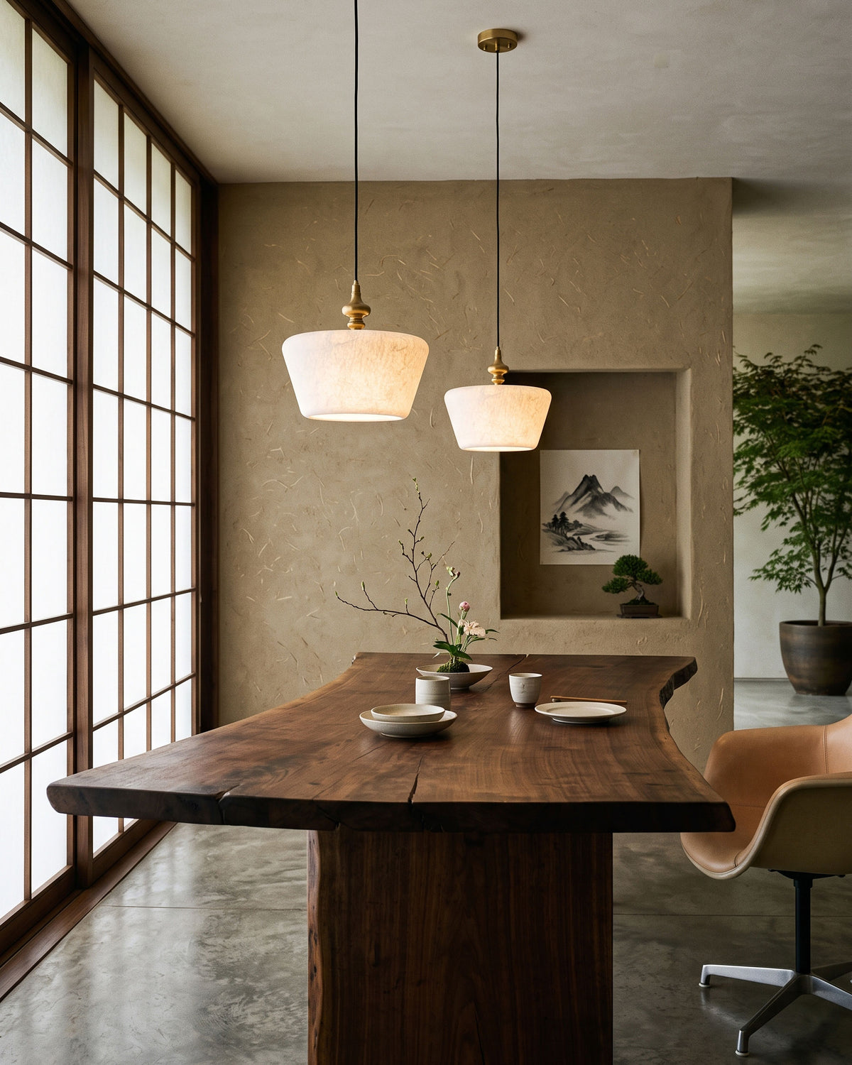 Zebulon Mulberry Silk Pendant Light