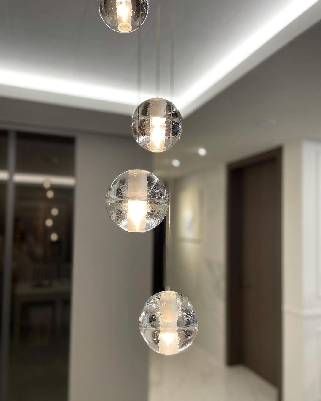 Lampe à suspension boule en cristal