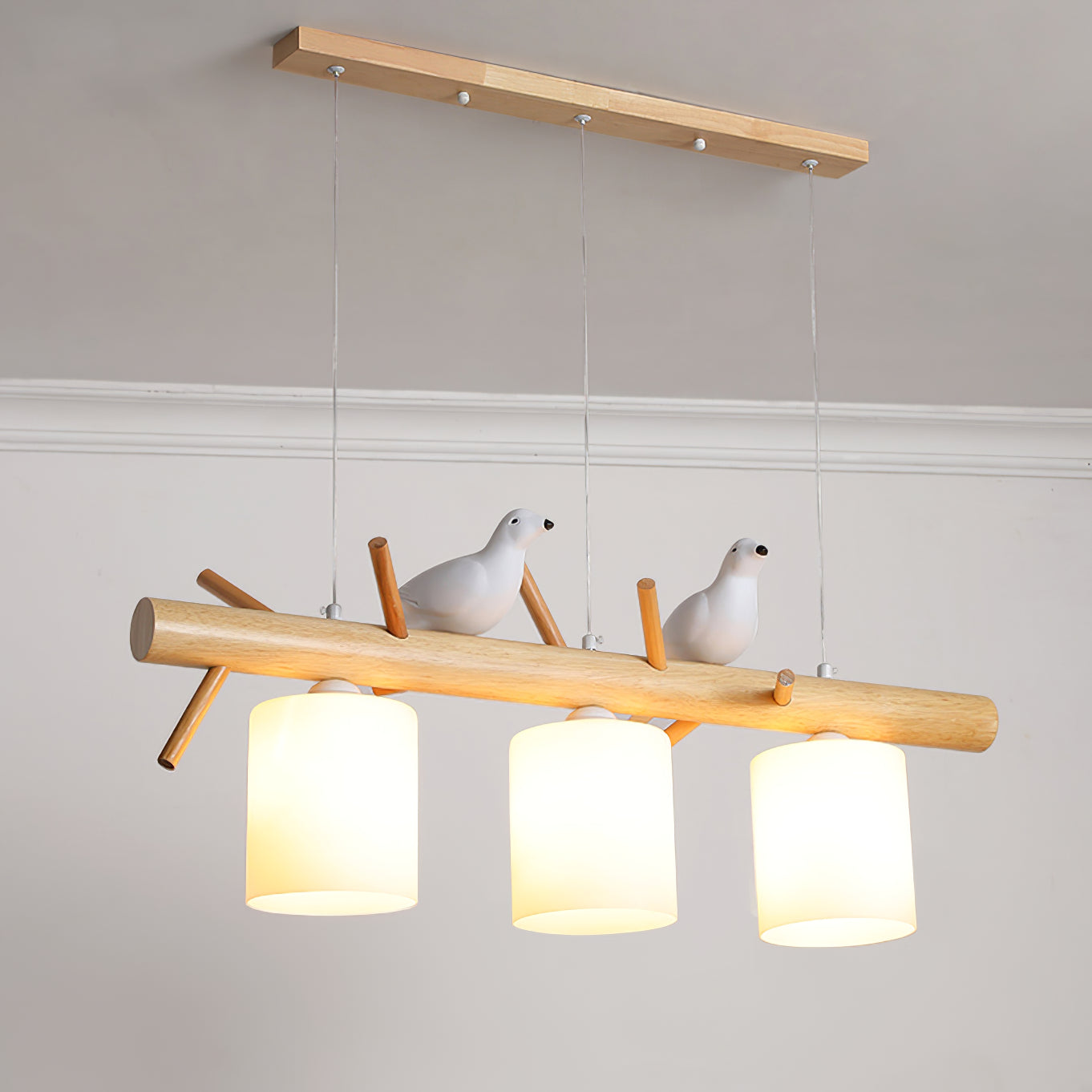 Lampe à suspension en bois Birdy