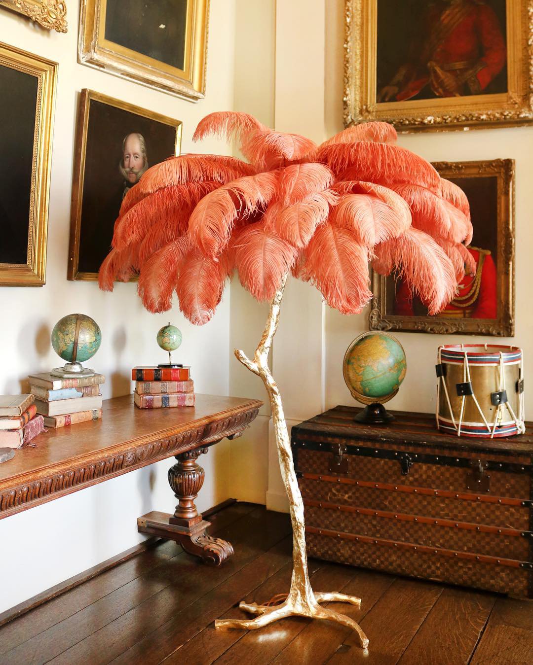 Ostrich Feather Resin Floor Lamp