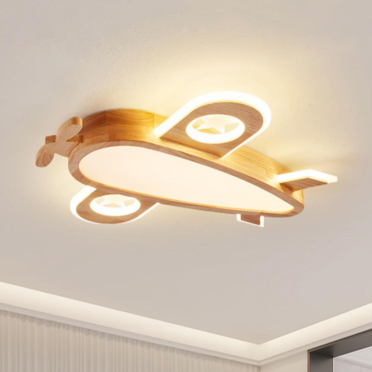Wood Airplane Ceiling Lamp - Decormote